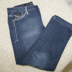 Salt Works Stretch Mid Rise Embroidered Stud Crop Jeans Pants 8